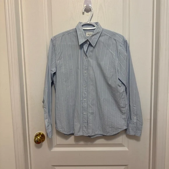 Wilfred Women’s Sky Blue Pinstripe Set Shirt & Shorts - Picture 1 of 6